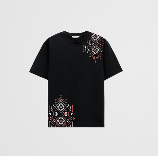Tribal Pattern drop shoulder t-shirt