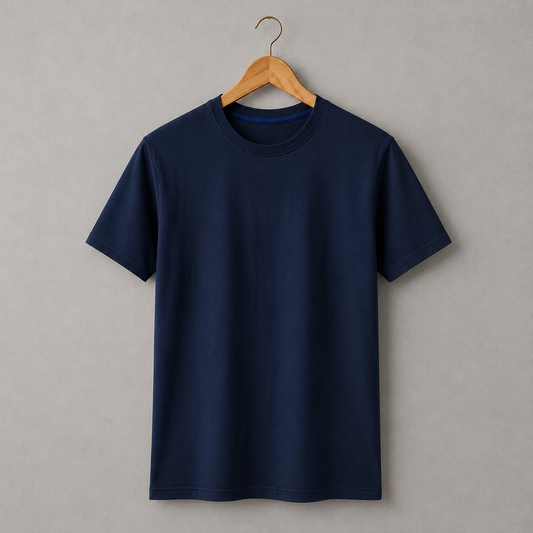 Unisex navy blue Cotton Tee