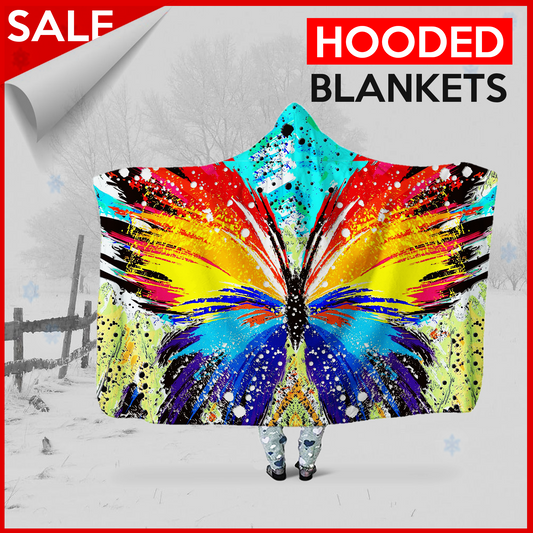 Colorful Butterfly - Hooded Blanket