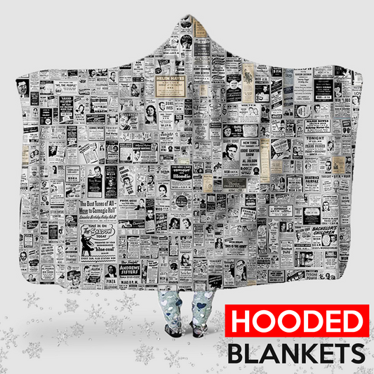 Newspaper Print - Hooded Blanket