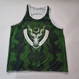 All over markhor green tank top