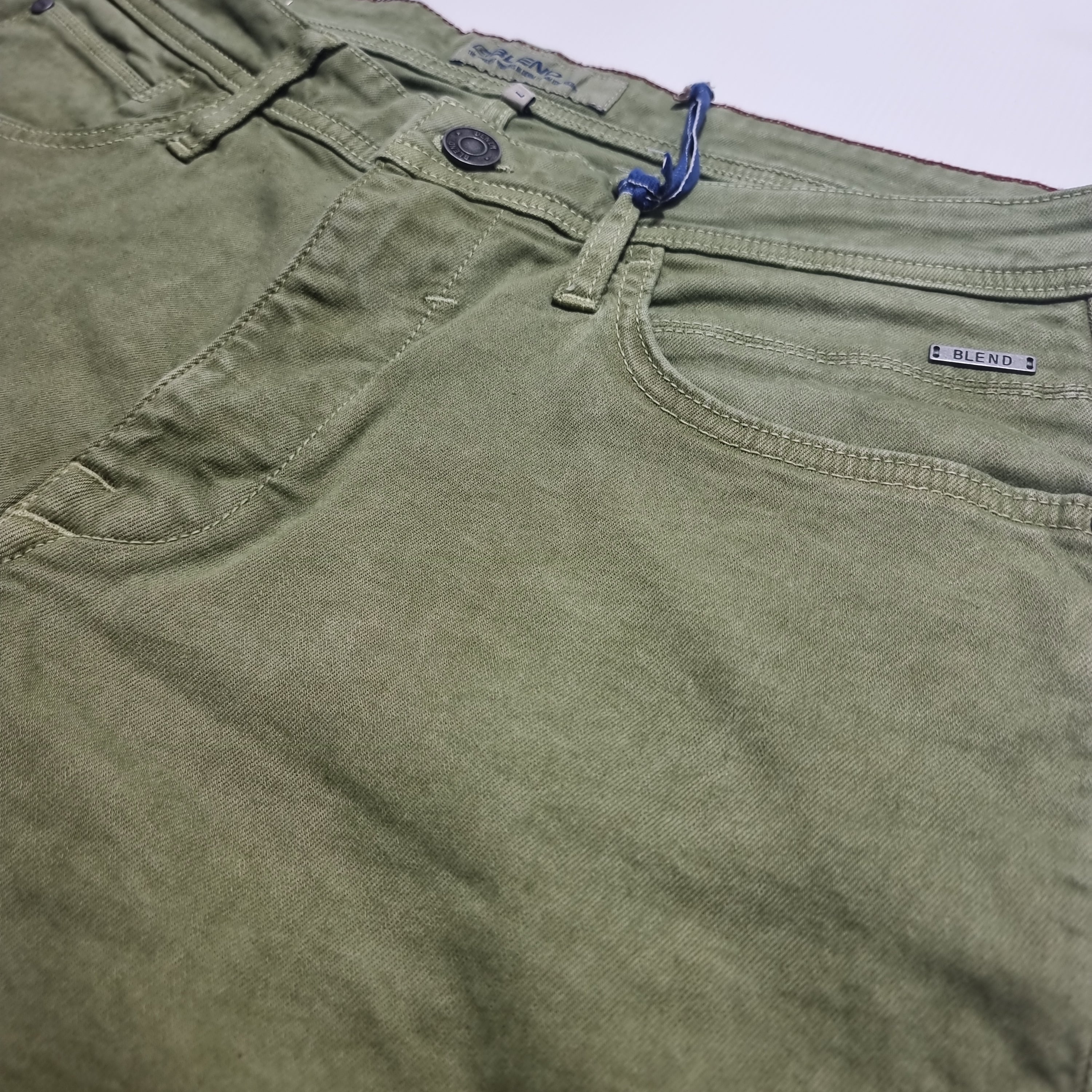 Army green denim Blend shorts