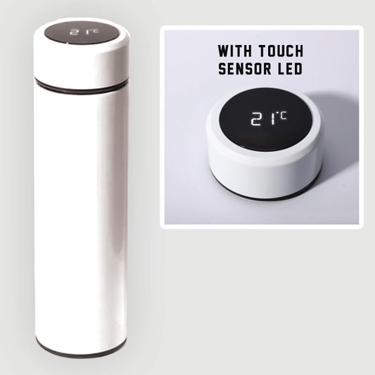 White Metallic Customized Engraving Bottle Flask with LED Panel