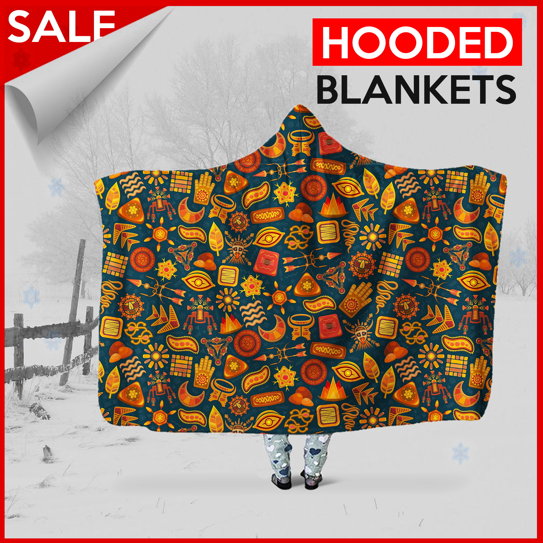 Groovy Autumn   - Hooded Blanket