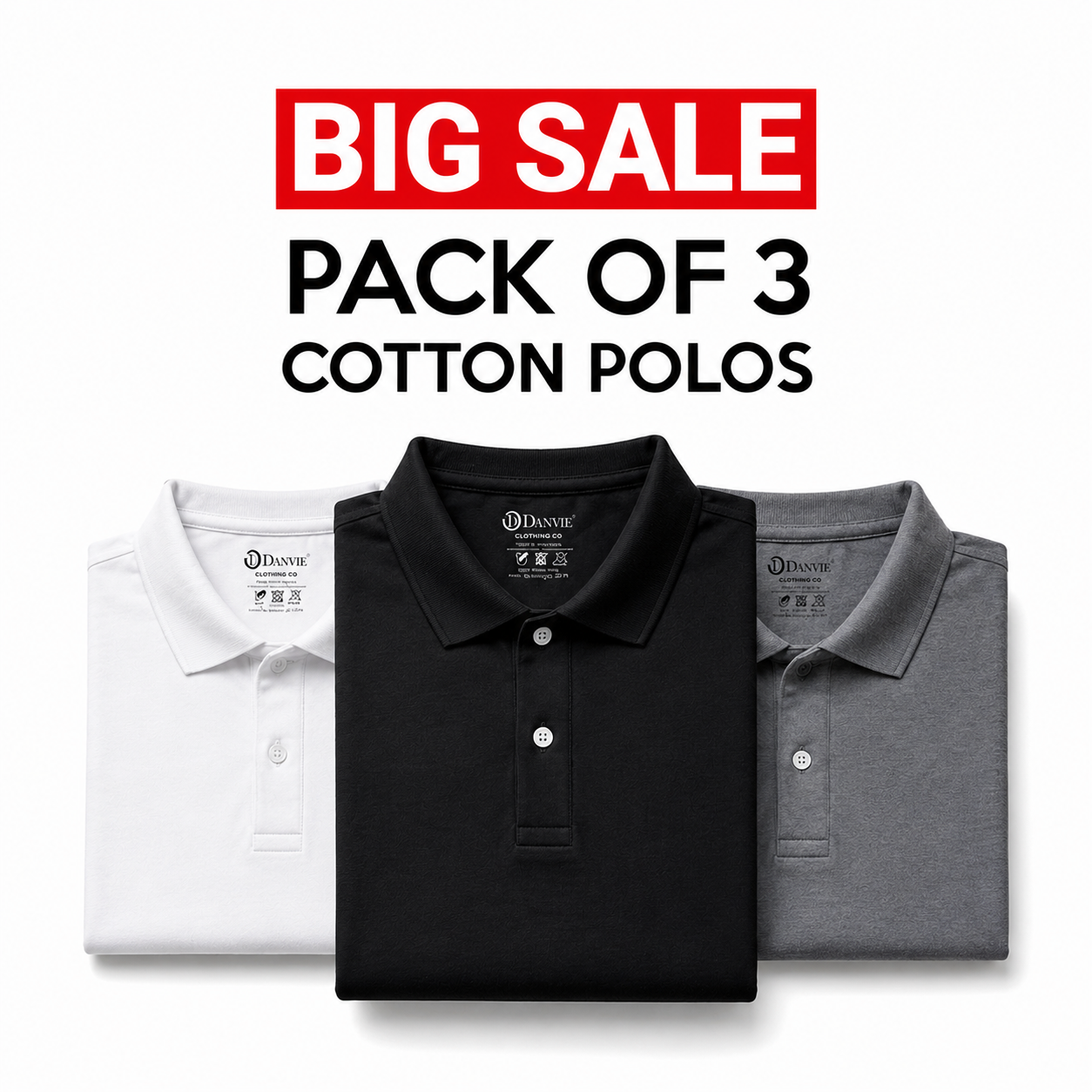 [Pack of 3] Cotton Polo