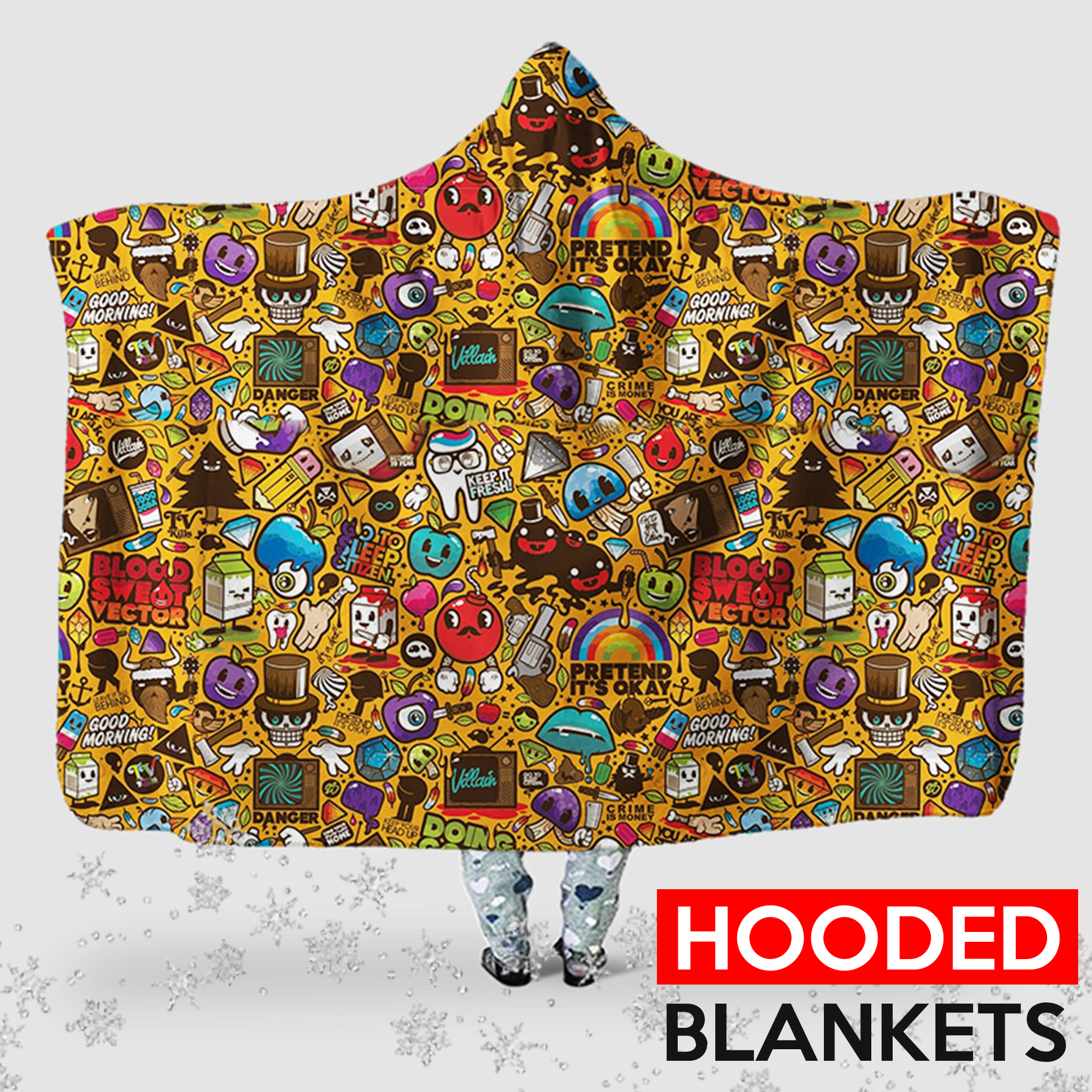 Graffiti Seamless Pattern - Hooded Blanket