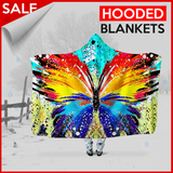 Colorful Butterfly   - Hooded Blanket