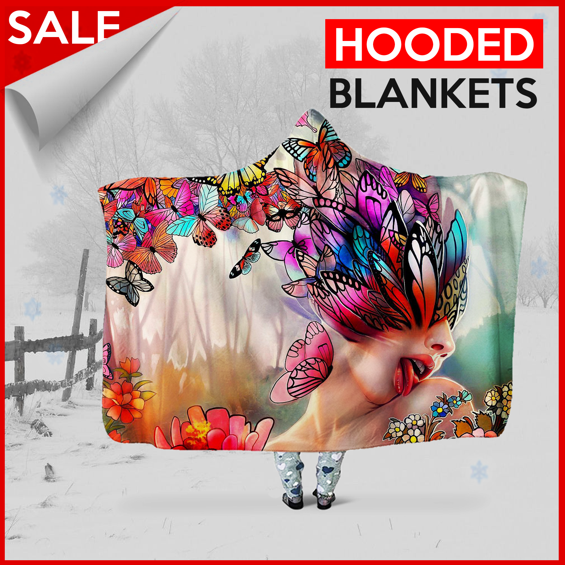 Butterfly Throw   - Hooded Blanket