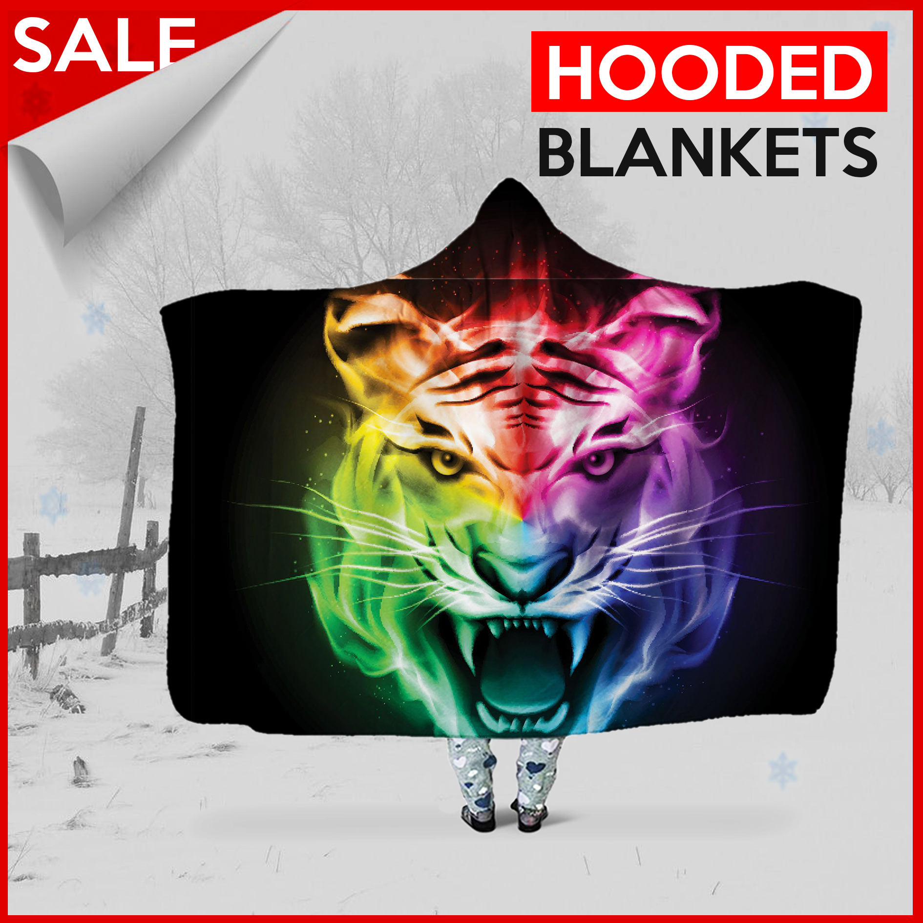 WONGS BEDDING Tiger Throw  - Hooded Blanket