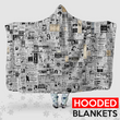 Newspaper Print  - Hooded Blanket