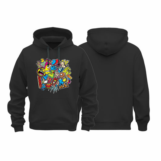 Cartoon Sketch Hoodie Non-Zipper