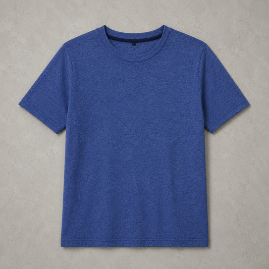 Unisex blue Textured Cotton Tee