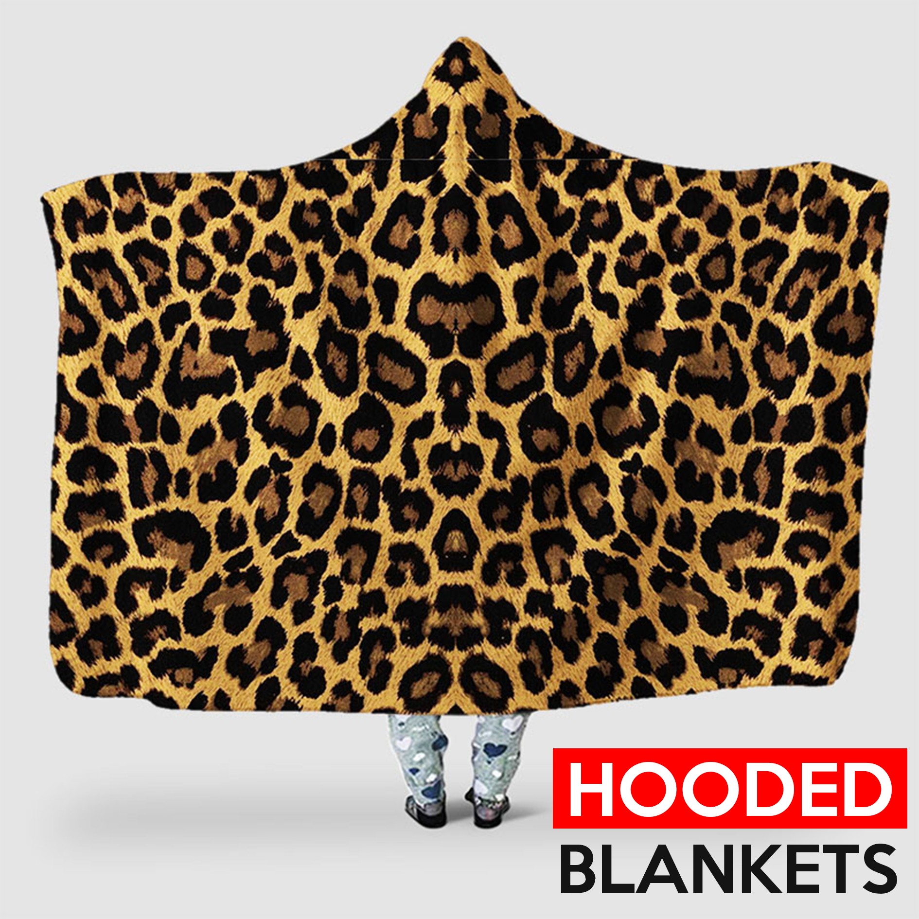 Cool  Leopard Print   - Hooded Blanket