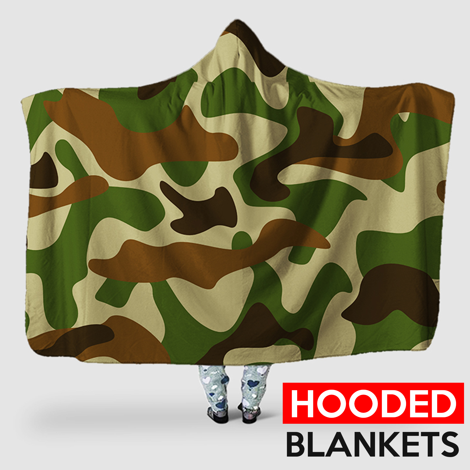 Desert Green Camouflage Print - Hooded Blanket