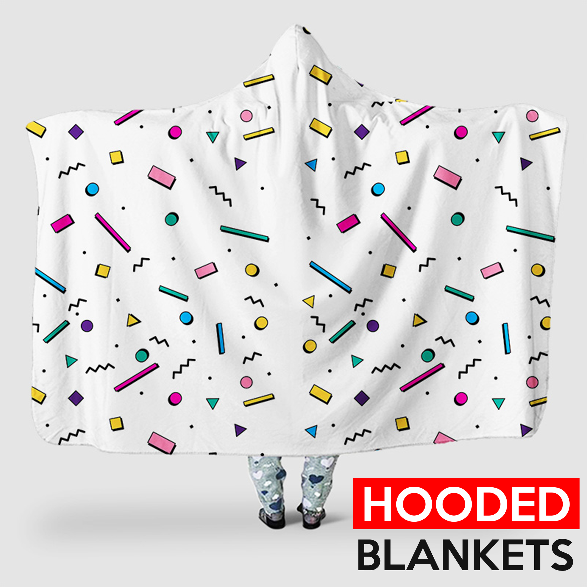 Abstract geometric  pattern memphis style  - Hooded Blanket