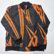 Orange black all over abstract bomber jacket