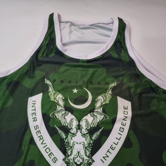 All over markhor green tank top