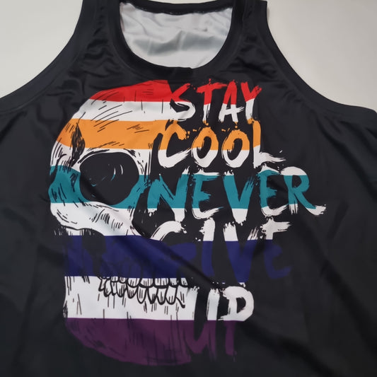 Stay cool. Never give up all over tank top spandex