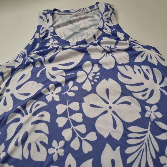 Flower blue all over tank top