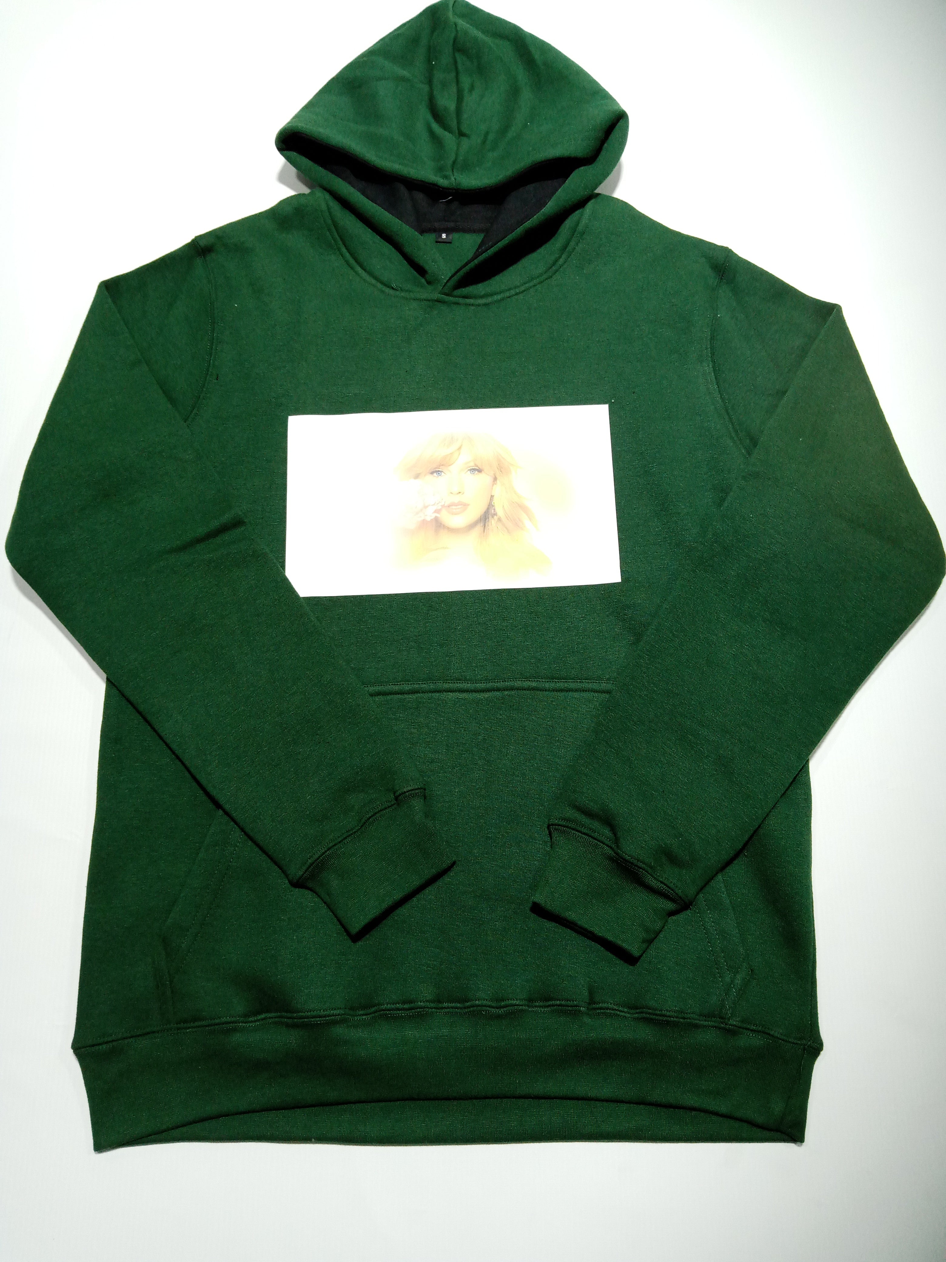 Graphic Printed Green Hoodie Non Zipper