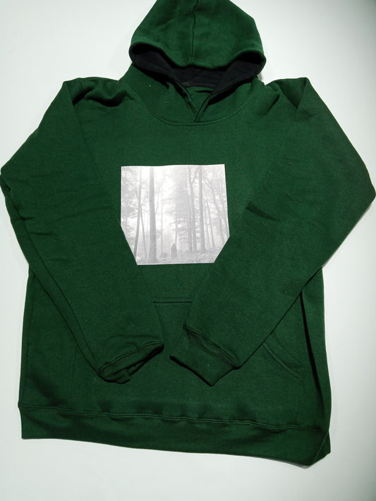 Graphic Printed Green Hoodie Non Zipper